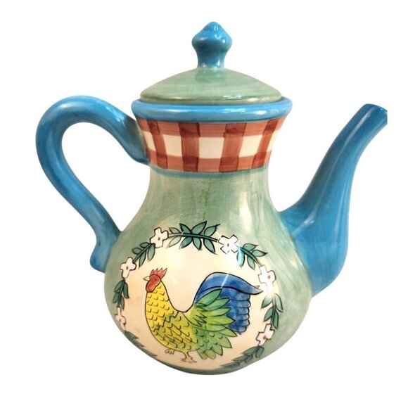 Heartfelt Kitchen Creations Hand-Painted Rooster Ceramic Teapot 7" Tall Youngs I - Picture 12 of 12